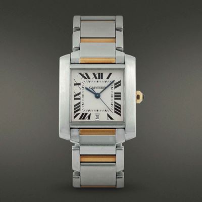 Cartier - Tank Francaise Automaticorologio a Carica Automatica in Acciaio e Oro Giallo 18 Kt.