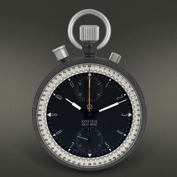 OMEGA - Olympic  Cronografo da tasca, da gara, rattrapante ad alta frequenza a carica manuale brunito.