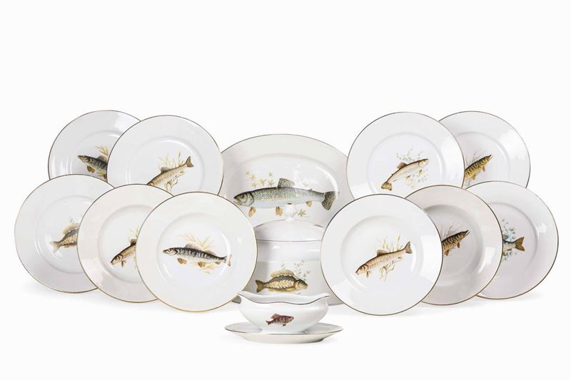 Servizio da pesce Doccia, Manifattura Richard Ginori, XX secolo   - Asta L'Art de la Table - Cambi Casa d'Aste