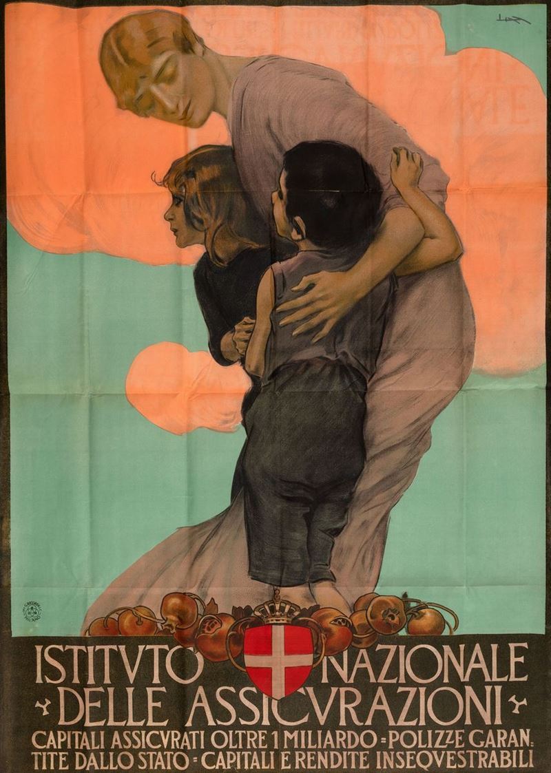 Leopoldo Metlicovitz : Istituto Nazionale delle Assicurazioni  - Auction POP Culture and Vintage Posters - Cambi Casa d'Aste