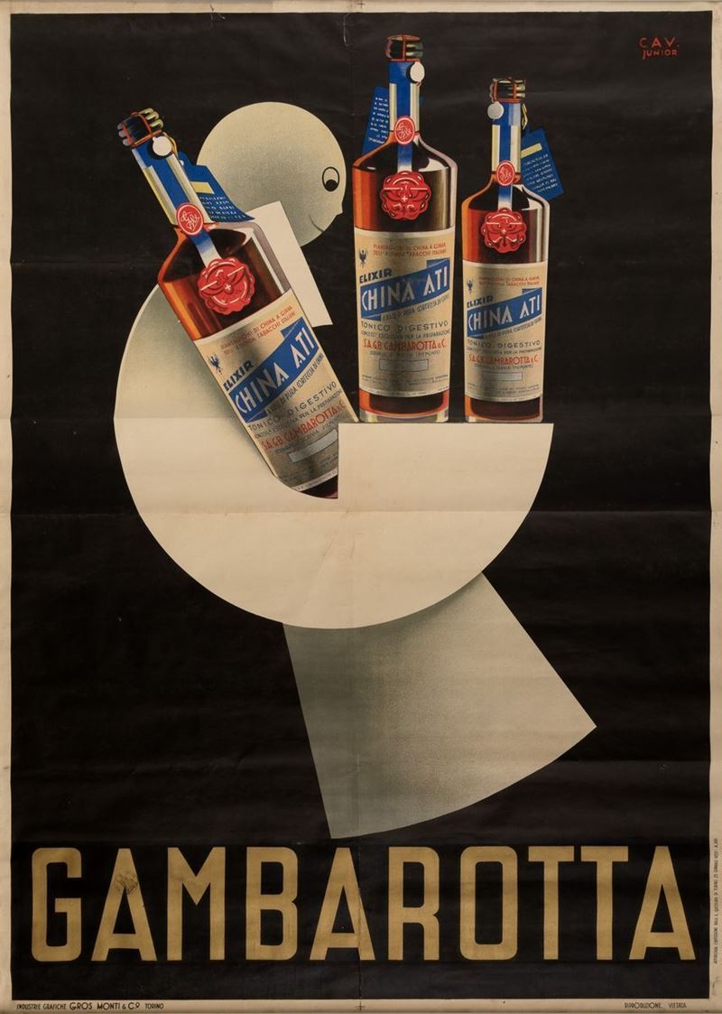 Alfredo Cavadini : Tonico Digestivo Gambarotta - Serravalle Scrivia  - Auction POP Culture and Vintage Posters - Cambi Casa d'Aste