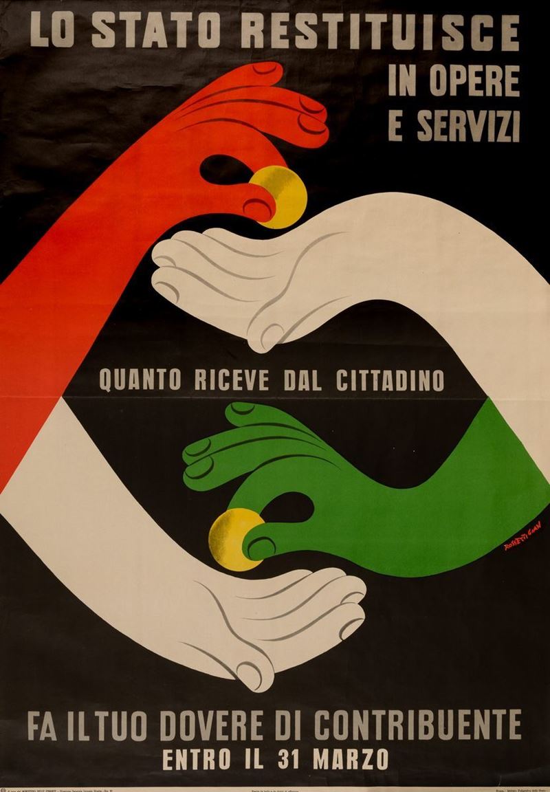 Gian Rossetti : Lo Stato Restituisce in Opere e Servizi  - Auction POP Culture and Vintage Posters - Cambi Casa d'Aste
