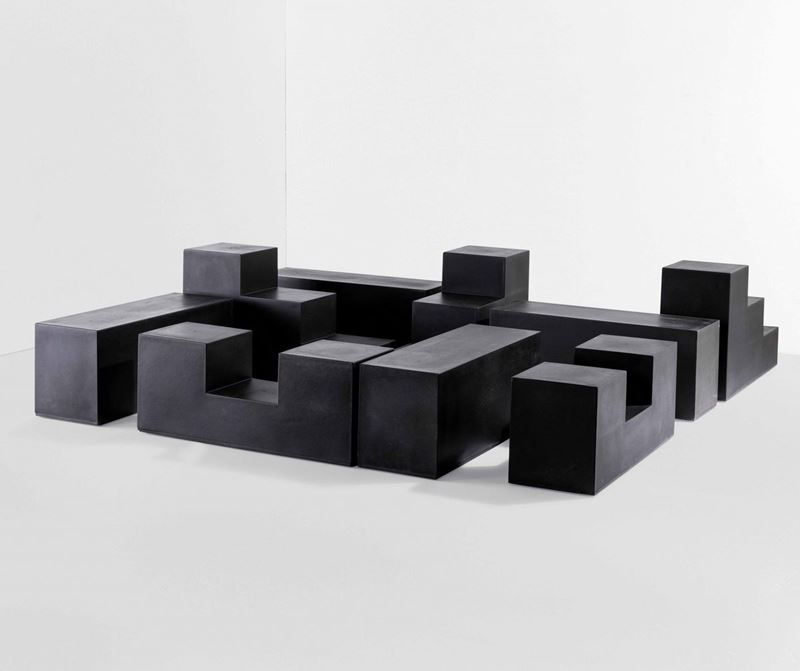 Mario Bellini : Nove tavoli bassi componibili mod. Gli Scacchi  - Auction Design 200 - Cambi Casa d'Aste
