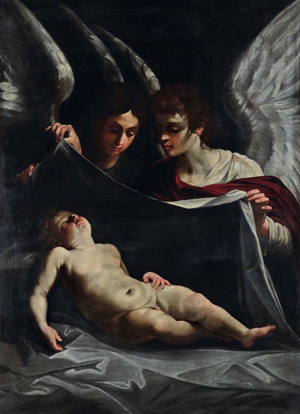 Angeli che svelano il Gesù Bambino dormiente