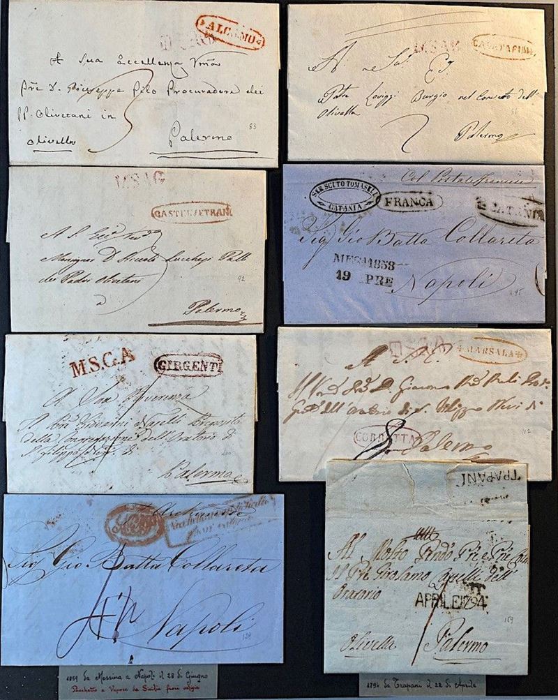 1794/1859, Sicilia, prefilatelia, 86 lettere del periodo.  - Asta Filatelia e Storia Postale - Cambi Casa d'Aste