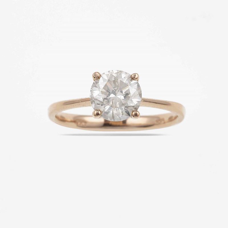 Anello con diamante taglio brillante di ct 1.62  - Asta Gioielli | Cambi Time - Cambi Casa d'Aste