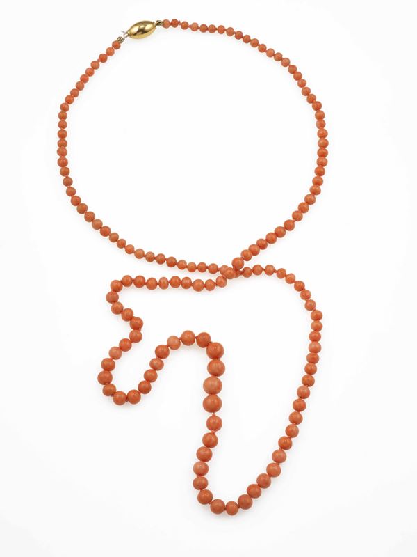 Long coral necklace