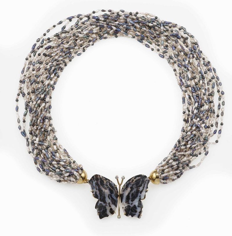 Pearl, agate and gold necklace  - Auction Jewels - Cambi Casa d'Aste