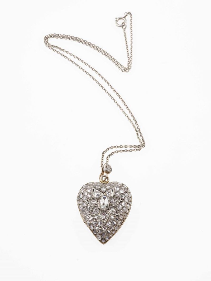 Rose-cut diamond heart locket  - Auction Fine Jewels - Cambi Casa d'Aste