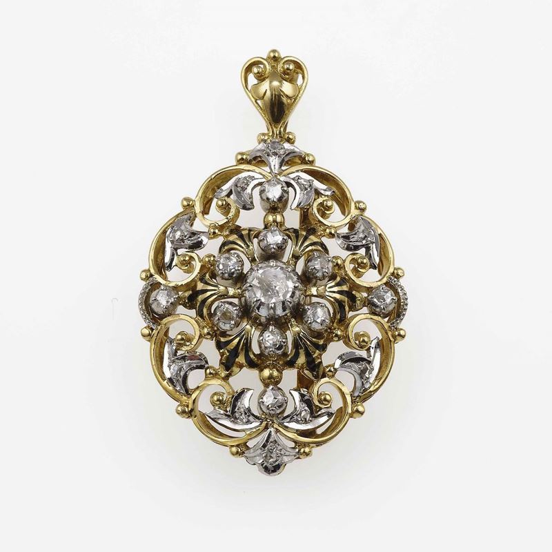 Diamond and gold pendant/brooch  - Auction Fine Jewels - Cambi Casa d'Aste