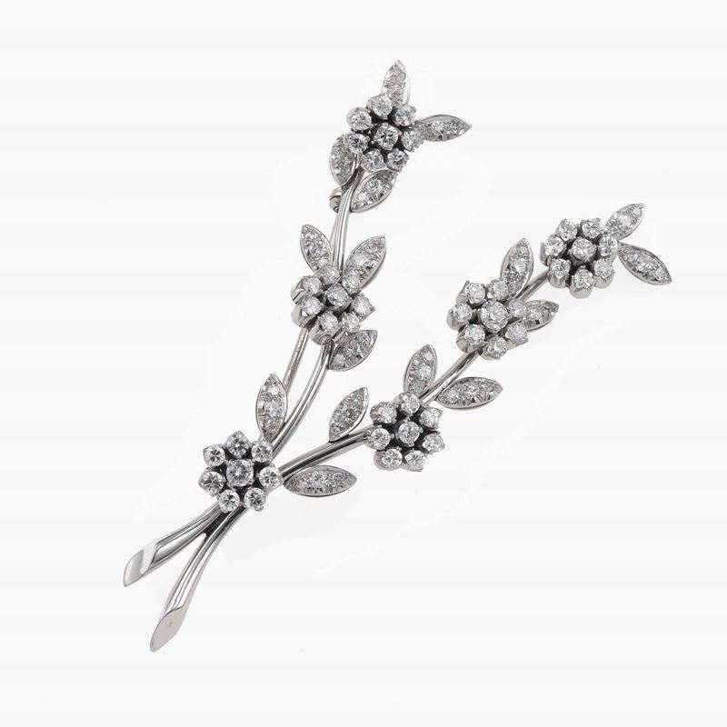 Diamond and platinum en tremblant brooch  - Auction Fine Jewels - Cambi Casa d'Aste