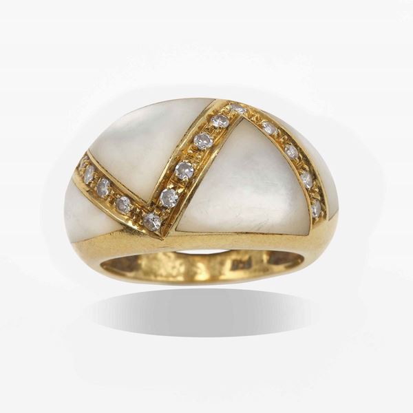Mother-of-pearl and diamond ring