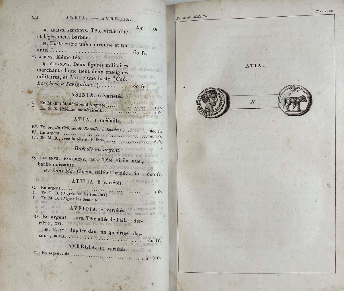 Mionnet T. E. De la Rareté Et Du Prix Des Médailles Romaines, Ou Recueil Contenant Les Types Rare...
