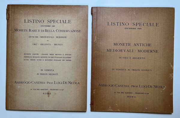 CANESSA A., DE NICOLA L. Lotto di due cataloghi.