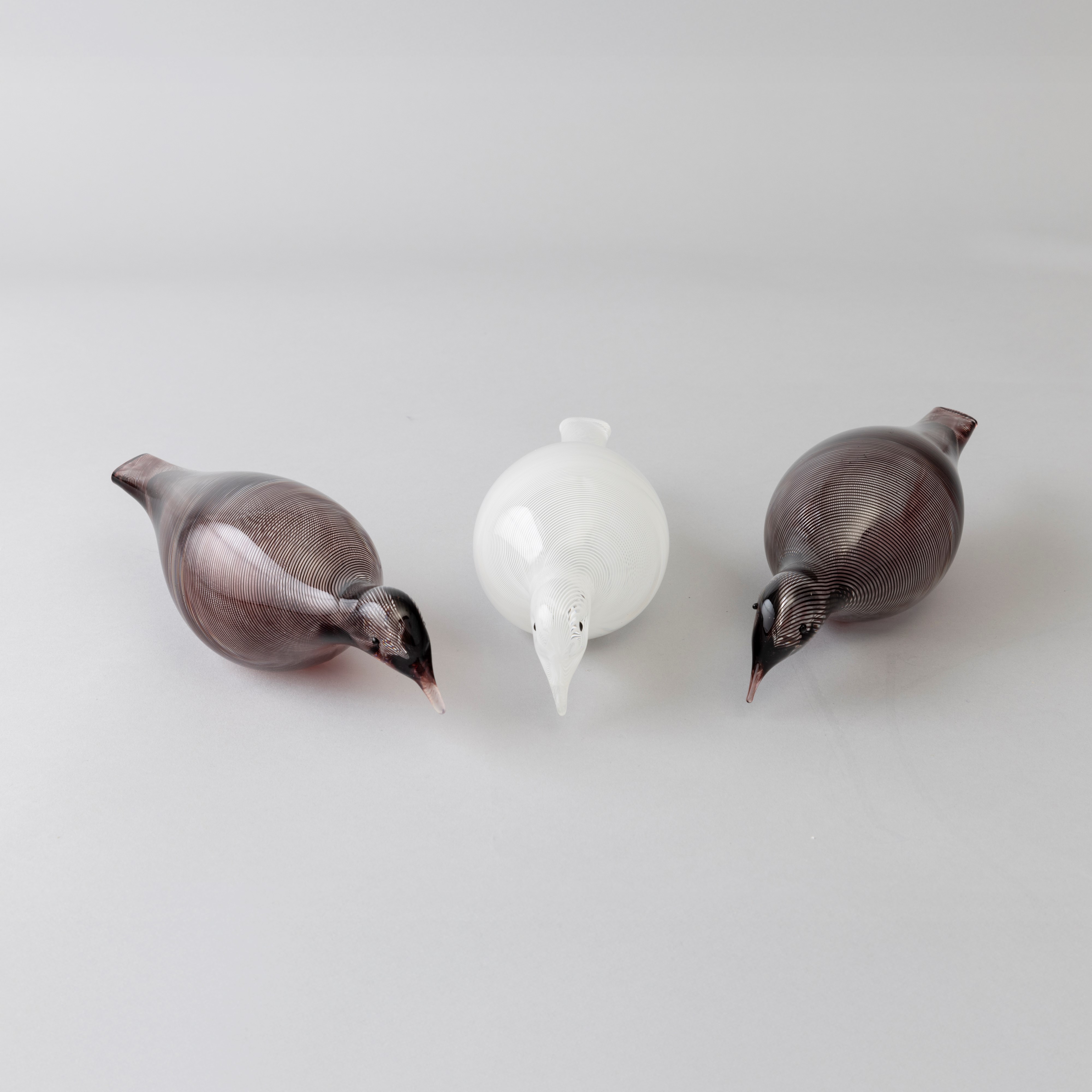 Tapio Wirkkala - Cinque colombe in vetro soffiato, Murano, decori a filigrana
