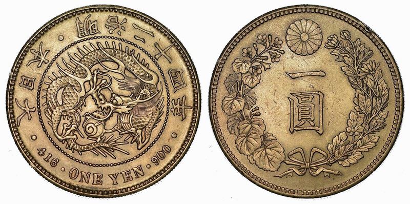 GIAPPONE. MUTSUHITO, 1867-1912. Yen anno 24 (1891).  - Auction Numismatics - Cambi Casa d'Aste