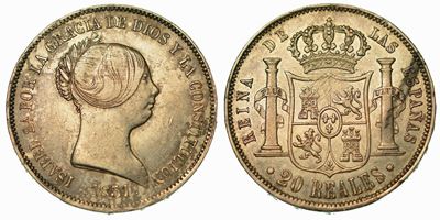 Spagna. Isabel II, 1833-1868. 20 Reales 1851.