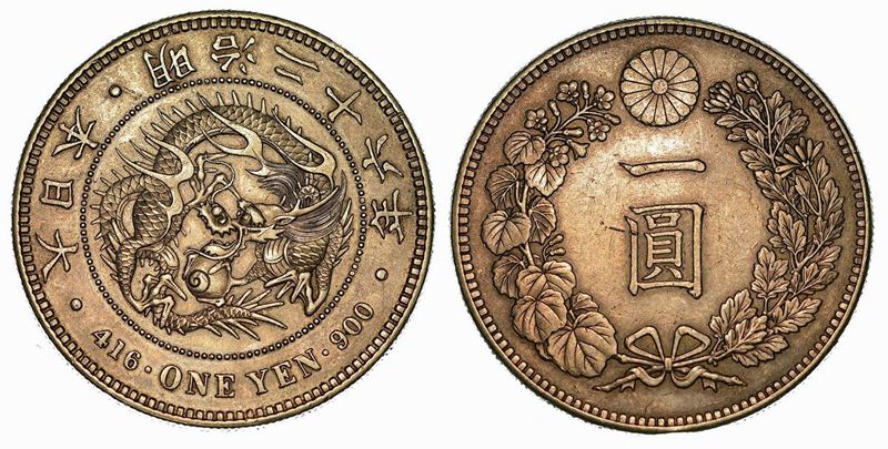 GIAPPONE. MUTSUHITO, 1867-1912. Yen anno 26 (1893).  - Auction Numismatics - Cambi Casa d'Aste
