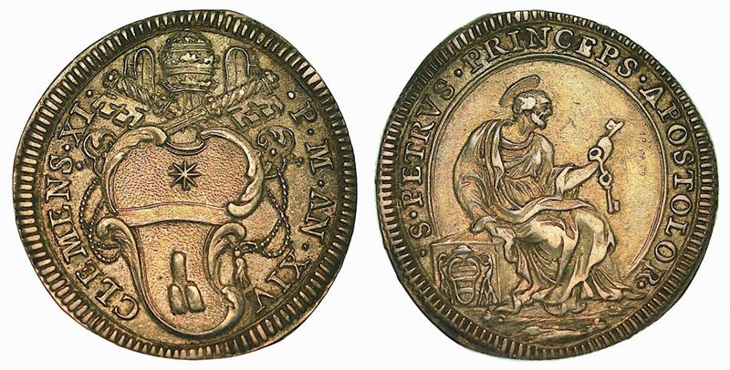 STATO PONTIFICIO. CLEMENTE XI, 1700-1721. Giulio A. XIV.  - Auction Numismatics - Cambi Casa d'Aste