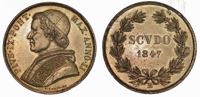 Stato Pontificio. Pio IX, 1846-1878. Scudo 1847/a. II. Roma.