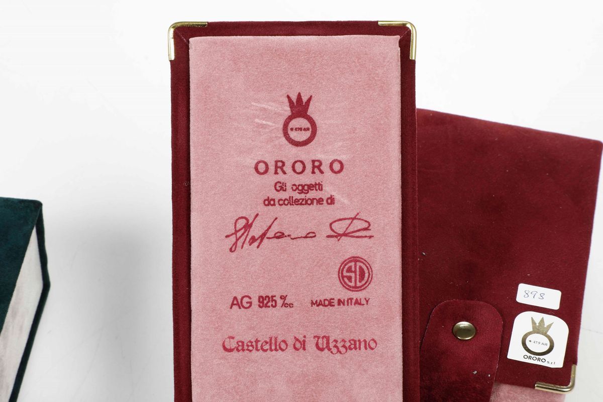 Lotto di 3 Miniature di Strumenti Musicali in Argento e Porcellana