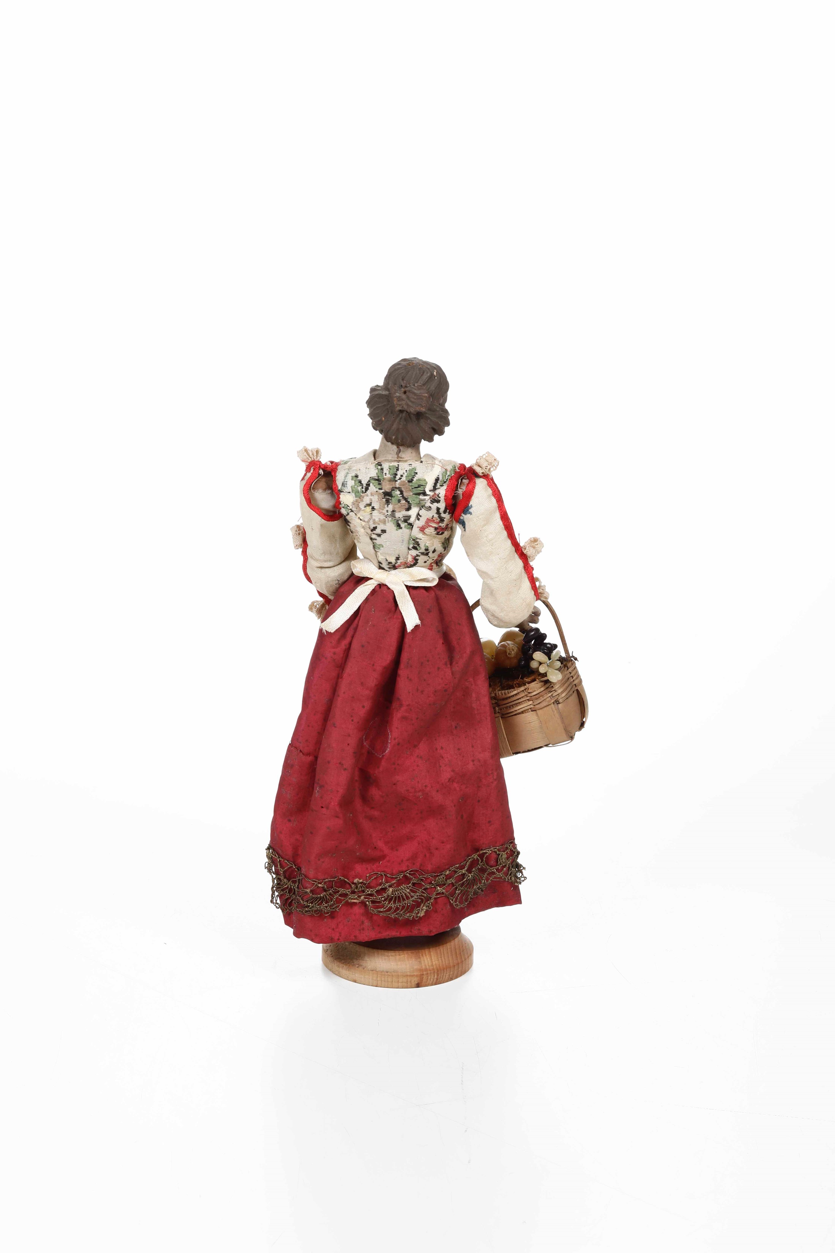 Figura di Popolana da Presepe con Cesto di Frutta. Genova XVIII Secolo