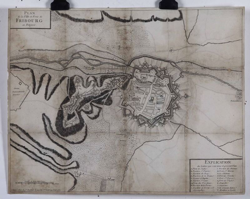Plan de la ville et forts de Fribourg en Brisgaw. Stampa, XVIII secolo  - Auction  [..]