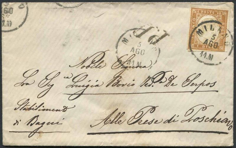 1863, Regno d'Italia, 10 cent. arancio brunastro (S. 14Dg).  - Auction Philately and Postal History - Cambi Casa d'Aste