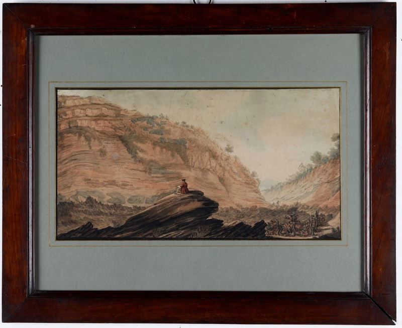 Anonimo del XIX secolo Soldato in paesaggio  - acquerello - Auction 19th Century Paintings - Cambi Casa d'Aste
