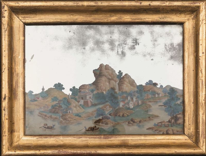 A painting on a mirror, China, Qing Dynasty  - Auction Fine Chinese Works of Art - Cambi Casa d'Aste