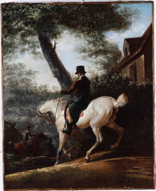 Pittore del XIX secolo Nobiluomo a cavallo
