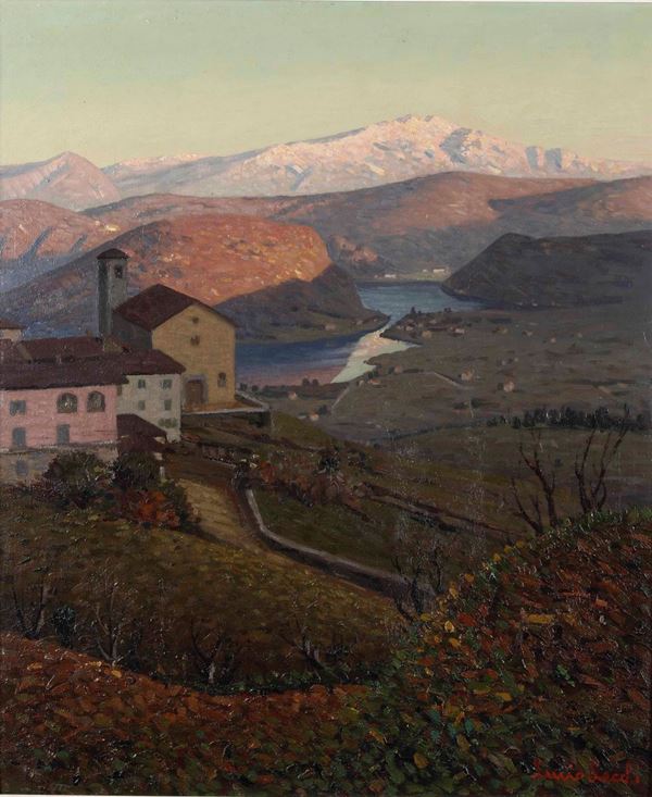Lucio Lecchi (1913-1985) Veduta del lago di Lugano