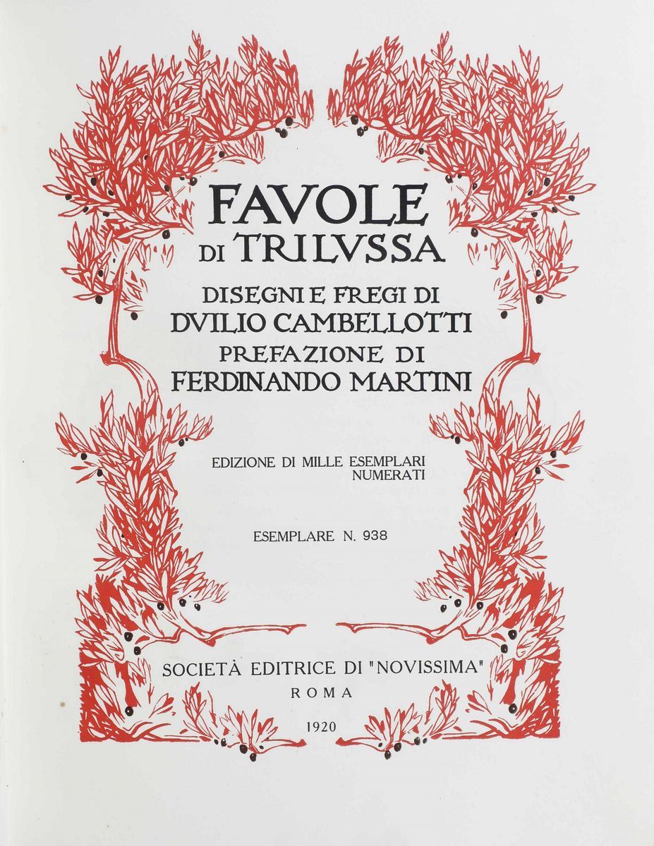 Trilussa(carlo Alberto Salustri) - Duilio Cambellotti Favole di Trilussa. Disegni e Fregi di Duil...