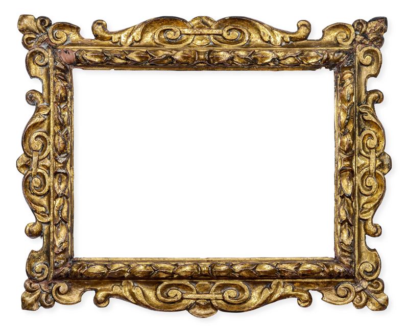 Cornice in legno intagliato e dorato. Italia centrale XVII secolo  - Auction Frames - Cambi Casa d'Aste
