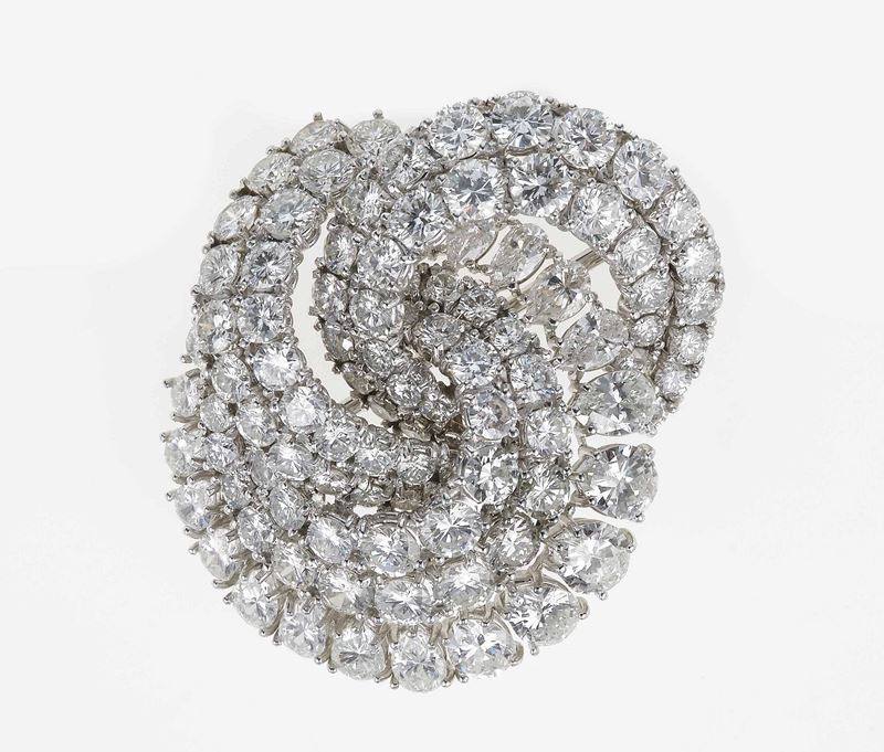 Spilla con diamanti taglio brillante e goccia  - Asta Fine Jewels - Cambi Casa d'Aste