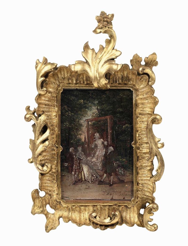 Artista del XIX secolo Scena di diletto a corte  - olio su tavoletta - Asta Dimore Italiane - Cambi Casa d'Aste