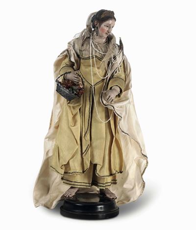Figura da Presepe. Gentildonna Georgiana Riccamente Abbigliata. Napoli, Fine XVIII - Inizio XIX S...