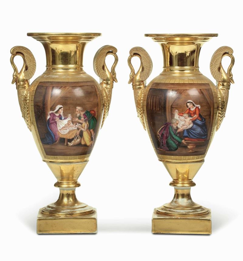 Coppia di vasi<BR>Probabilmente Parigi, terzo quarto del XIX secolo  - Asta Dimore Italiane - Cambi Casa d'Aste