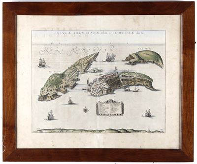 Blaeu, Joan, Insulae Tremitanae, olim Diomedeae dicte, incisione calcografica colorata ad acquare...