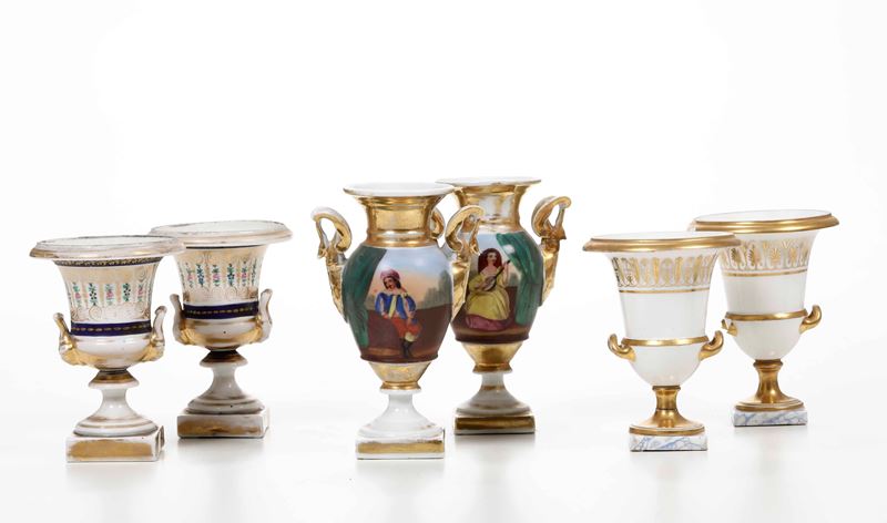 Tre coppie di vasi, XIX e inizio XX secolo  - Asta Dimore Italiane - Cambi Casa d'Aste