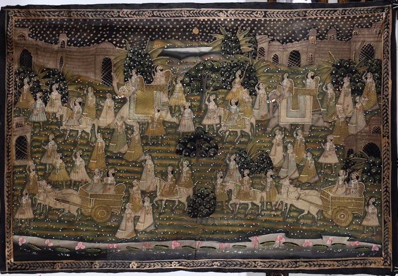 Dipinto su seta raffigurante scena di vita comune, India, XIX-XX secolo  - Asta Arte Orientale | Cambi Time - Cambi Casa d'Aste