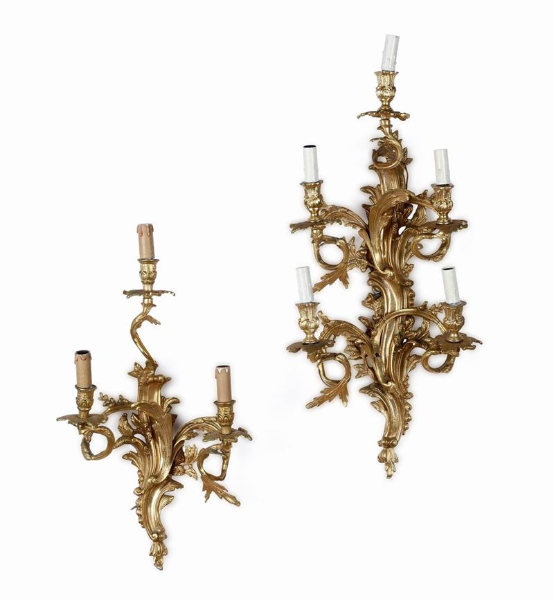 Due applique in bronzo dorato. XX secolo  - Auction Antique September | Cambi Time - Cambi Casa d'Aste