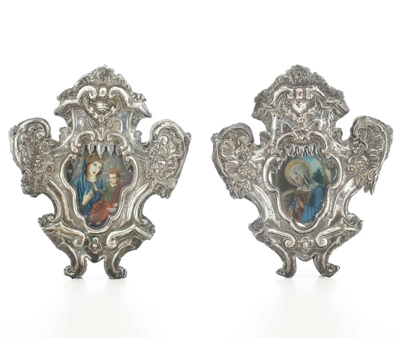 Coppia di cartaglorie. XVIII-XIX secolo  - Auction Silverware - Cambi Casa d'Aste