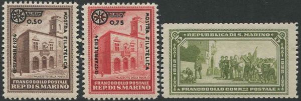 1929/1932, San Marino, sei serie nuove con gomma integra.