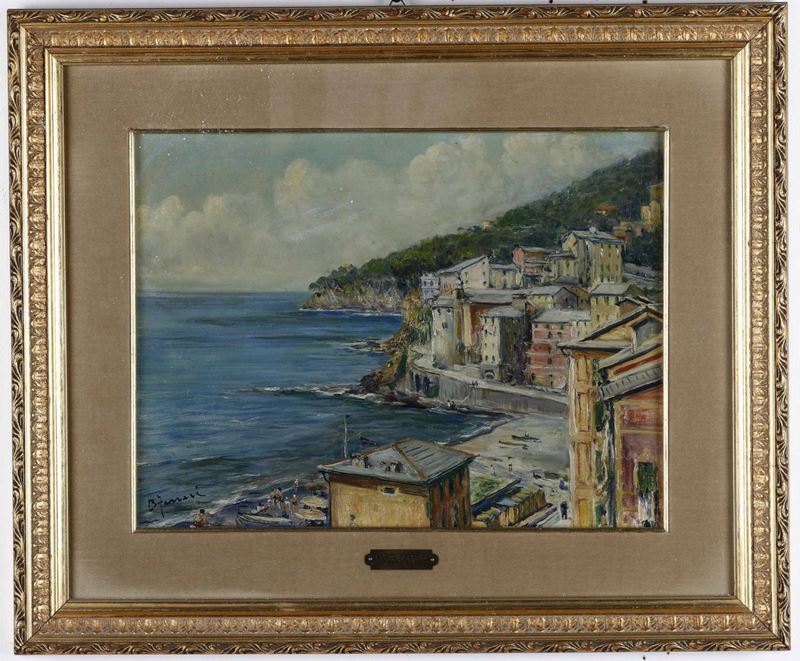 Berto Ferrari : Paesaggio ligure  - olio su cartoncino - Auction 19th Century Paintings - Cambi Casa d'Aste