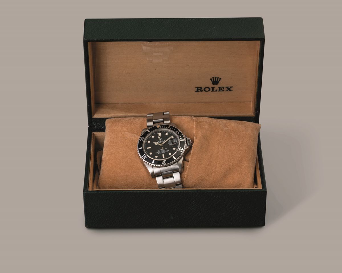 Rolex - Submariner 16800 con Cassa in Acciaio con Ghiera Girevole, Quadrante Nero al Trizio con B...