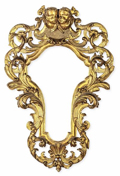 Cornice Barocca in Legno Intagliato, Traforato e Dorato. Genova XVIII Secolo
