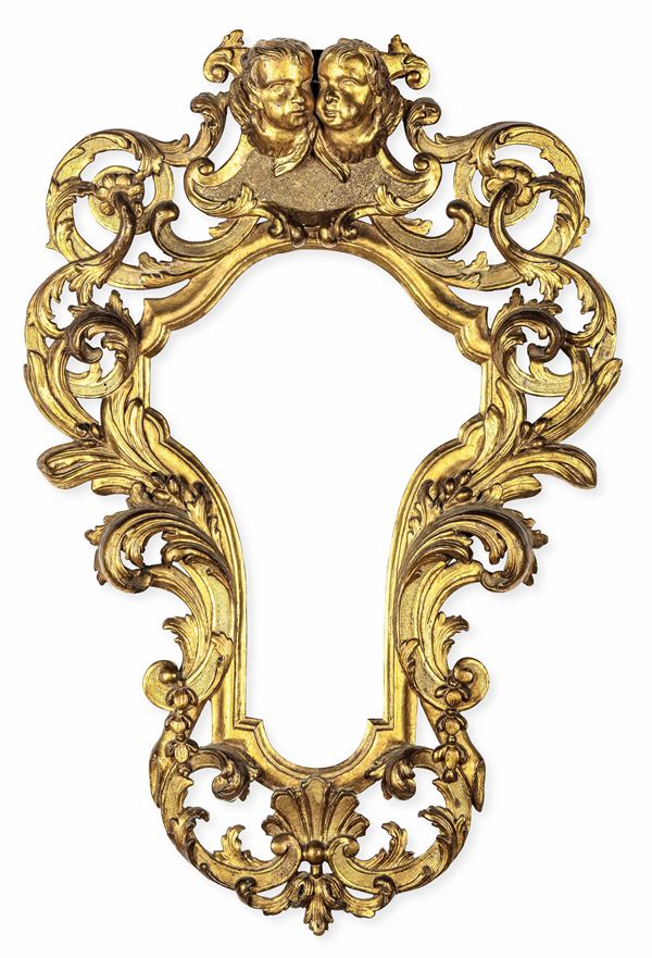 Cornice barocca in legno intagliato, traforato e dorato. Genova XVIII secolo  - Asta Cornici Antiche - Cambi Casa d'Aste