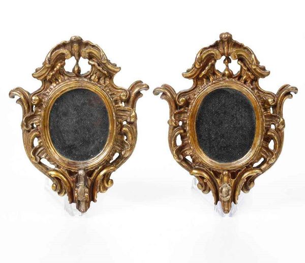 Coppia di specchierine dorate, XIX secolo