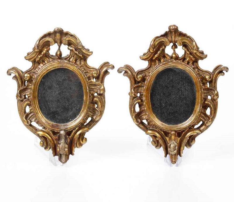 Coppia di specchierine dorate, XIX secolo  - Auction Antique January - Cambi Casa  [..]
